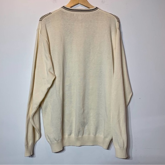 EUC Pronto Uomo Grandpa Golf Sweater Ivory Beige Striped XLT - Picture 3 of 5